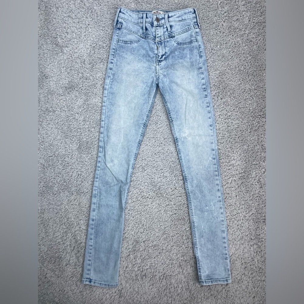 Hollister Jeans Womens 1R Skinny High Rise Light Wash Denim Pants Casual Basics